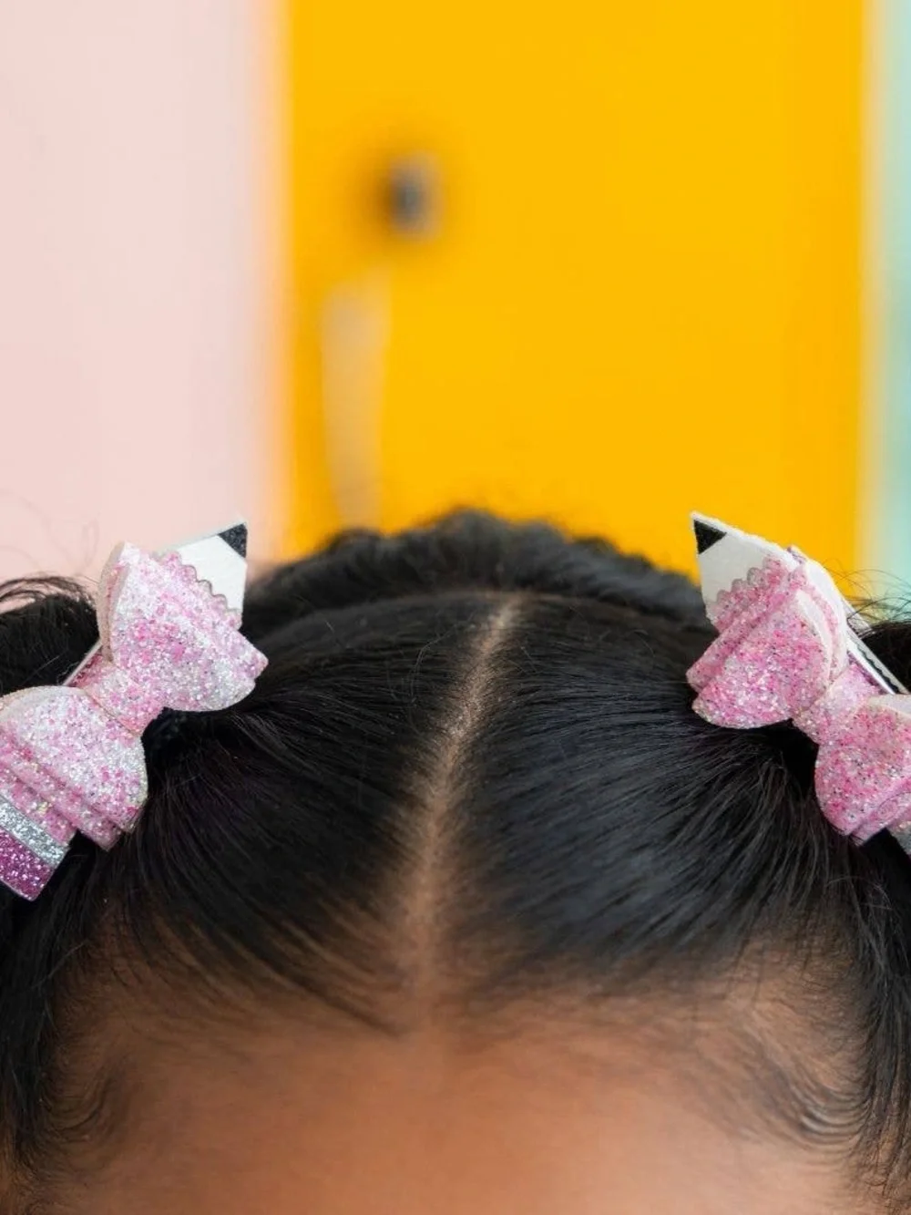 Sweet Wink Pink Glitter Pencil Hair Bows for Kids Back to School